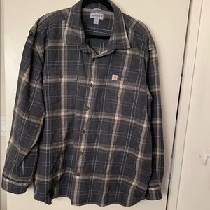 Gently Loved Carhartt Gray Plaid Button-Up Shirt